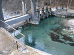 Dovzan Gorge - Small hydroelectric power station Lepenka in front of Dovzan Gorge 