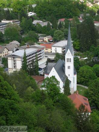 View of the Church of St. Martin from Bled Castle