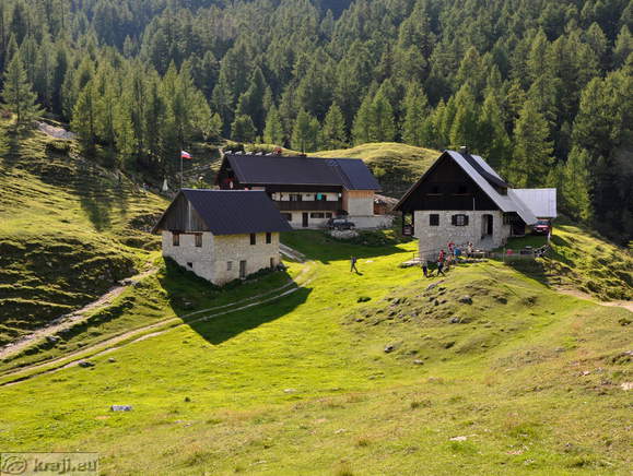 Blejska koca na Lipanci Mountain Hut with neighbourhood buildings