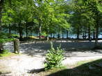 Hostel pod Voglom and High ropes course - View of road Ukanc - Ribcev Laz and Lake Bohinj shore 