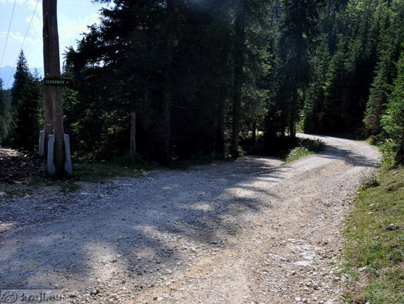 Left is turning for Uskovnico by the road without traffic, for Konjscica Alpine meadow follow right road
