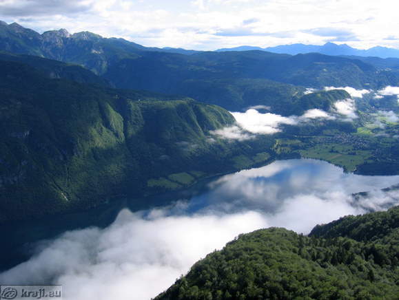 View of Lake Bohinj from Cable Car