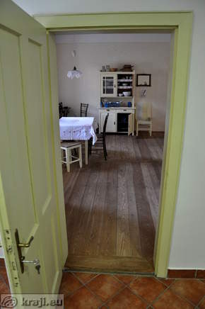 Entrance into living room and kitchen