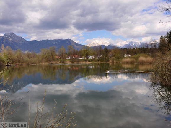 Bobovek Lakes and Karavanke and Kamnik-Savinja Alps in the background
