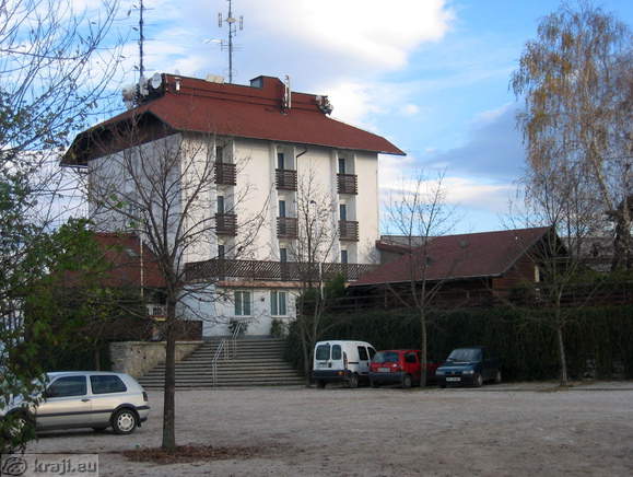 Parking place on the hill and hotel