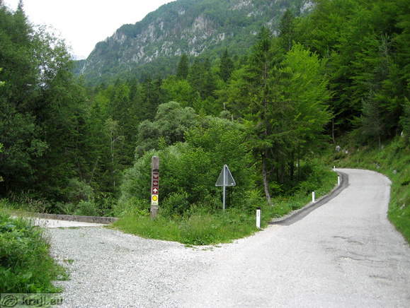 Turning left for Triglavska Bistrica Trail