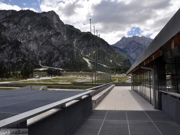 View in the direction of the main building of Planica Nordic Centre View in the direction of the main building of Planica Nordic Centre
