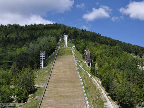 View to the top of the Flying hill of Gorisek brothers