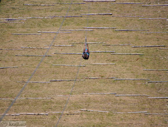 Last part of the ride above landing slope of the sky-flying hill