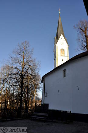 View of the belfry of the Church of Saint Peter from the yard