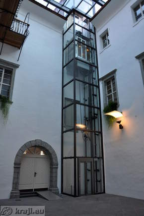 Lift in the east yard of the Manor