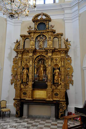 Oltar sv. Lucije iz porušene cerkve sv. Lucije v Dražgošah, južnjaški tip, izdelal mojster Jakob Korneli iz Ljubljane, 1658