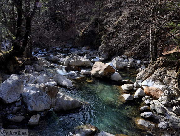 Trziska Bistrica River on the other side of the bridge