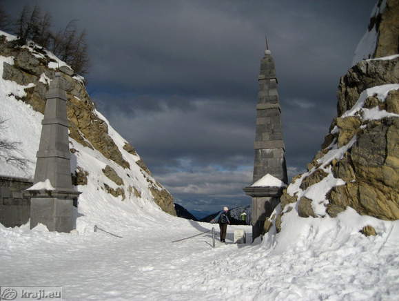 Pyramids in memory of Karl VI that opened new road in the year 1728