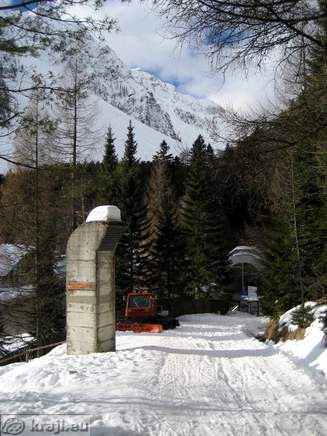 View of the tunnel from the road to the Koca na Ljubelju Mountain Hut