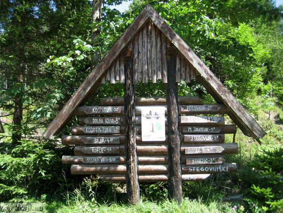 Direction signs for Kosutnik, Kofce, Stegovnik, etc.