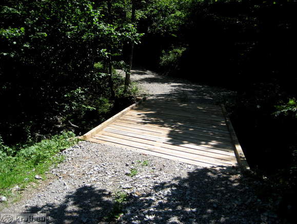 Path by the road to the waterfall