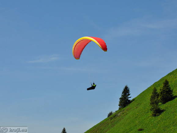Paraglider near takeoff area