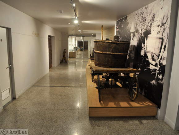 Razstava v hodniku med preddverjem in vinsko kletjo