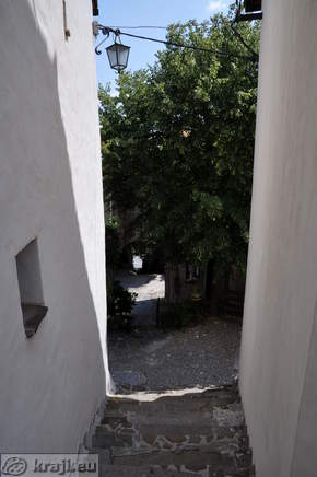 Stairs along the Brda House to the entrance/exit on the south side