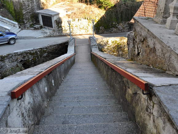Stairs to the entrance on the east side of the castle