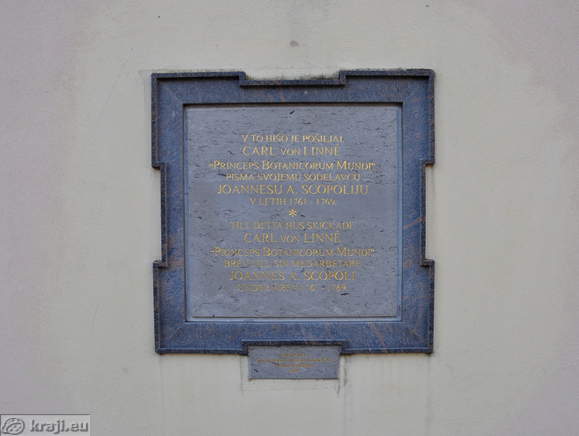 Memorial plate on Scopoli's House in Idrija