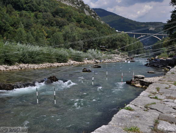 Kayaking Course and Solkan Bridge in the background