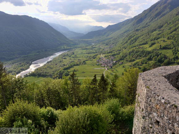 Soca River and villages Dolje, Gabrje, Volarje