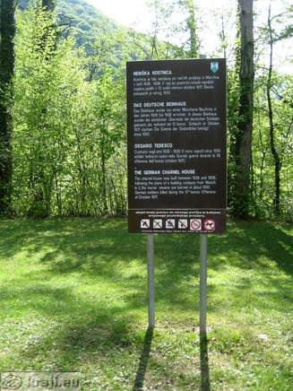 Information board about German Charnel House near Tolmin
