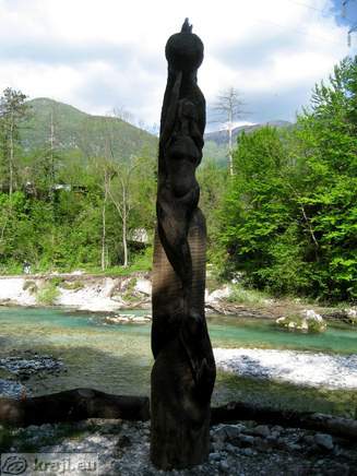 Wooden sculpture near confluence