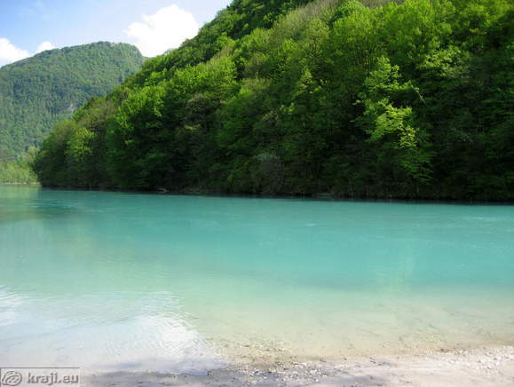 Emerald Soca river near confluence
