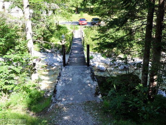 Hanging bridge from the right bank of the Soca River