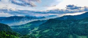 Dwarfs cabin overlooking Julian Alps near Bled 