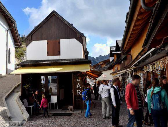 Central part of the Mount Lussary with souvenir's shops, bars, restaurants