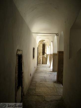 Corridor with arcades on the ground floor of castle