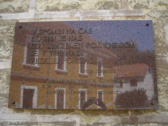 Memorial plate for banished persons on the Castle Brestanica