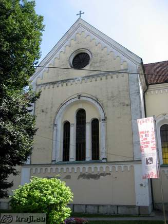 View of the church from Cesta 4. julija in Krsko