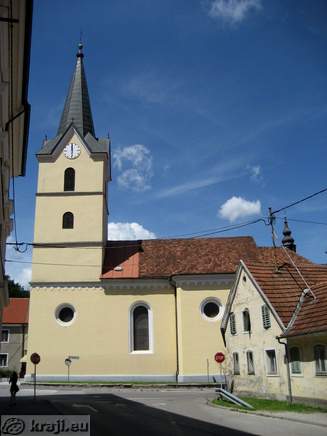 View of Church of St. John Evangelist in Krsko from Cesta krskih zrtev Street View of Church of St. John Evangelist in Krsko from Cesta krskih zrtev Street