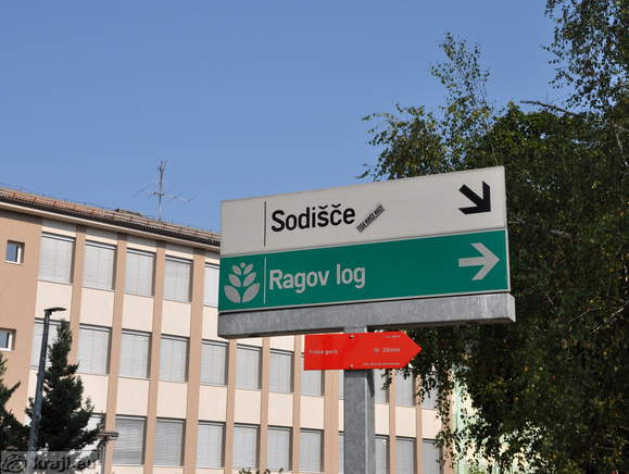 Usmerjevalna tabla za Ragov log v Novem mestu