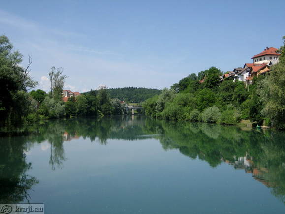 Krka river on south part of Novo mesto
