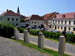 Park at the castle - View of Trg svobode from park 