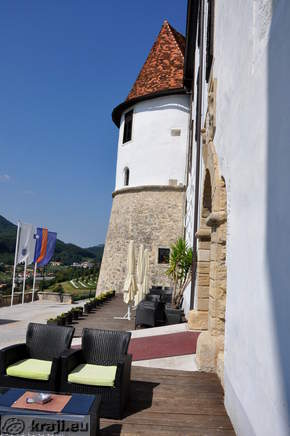Armchairs of the Castle Coffeehouse at the entrance into the castle