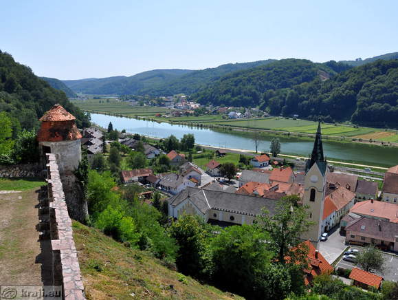 Old town centre of Sevnica below the Lutheran Cellar