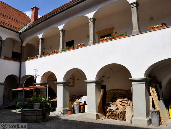 Vicarage yard with arcaded corridor