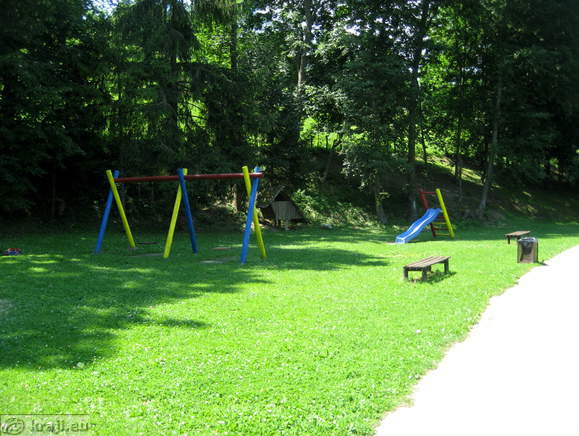 Children's playground near lake