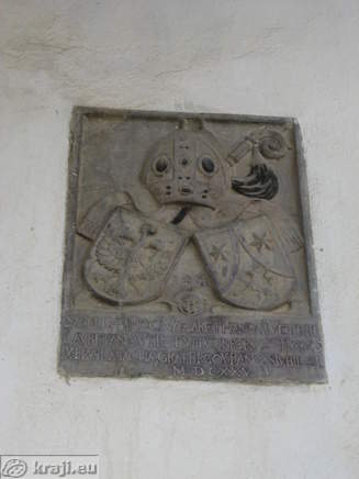 Coat-of-arms of bishop Hren and Ljubljana diocese and Latin inscription