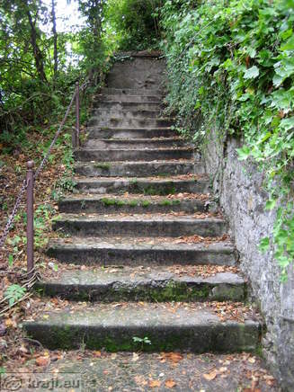 Stairs on the vista platform inside castle walls