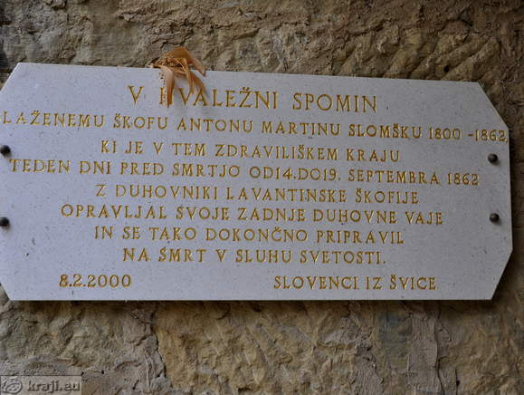 Memorial plate dedicated to Anton Martin Slomsek