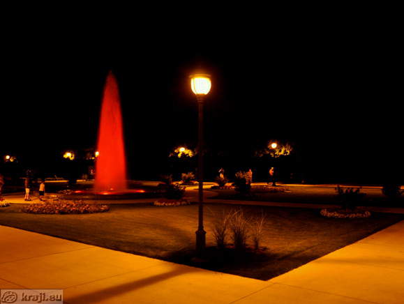 Colored fountain in the evening
