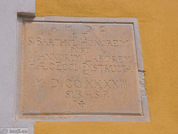 Plate about the church build year 1743